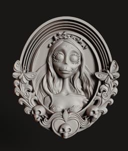 Corpse Bride Plaque STL | Gothic Wall Art 3D Print | Relief 3d model