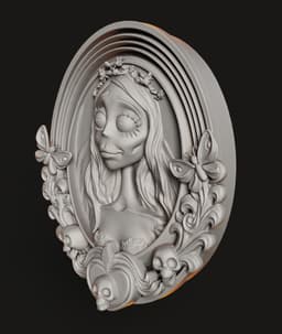 Corpse Bride Plaque STL | Gothic Wall Art 3D Print | Relief 3d model