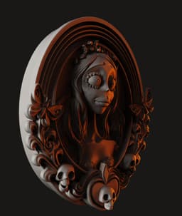 Corpse Bride Plaque STL | Gothic Wall Art 3D Print | Relief 3d model