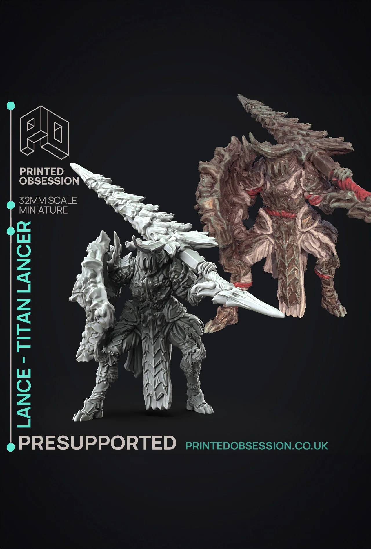 Lance - Gunlance and Lancer - Monster Hunting party - PRESUPPORTED - Illustrated and Stats - 32mm sc 3d model