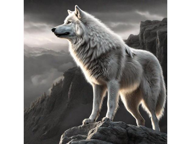 White Wolf - Hueforge Print 3d model