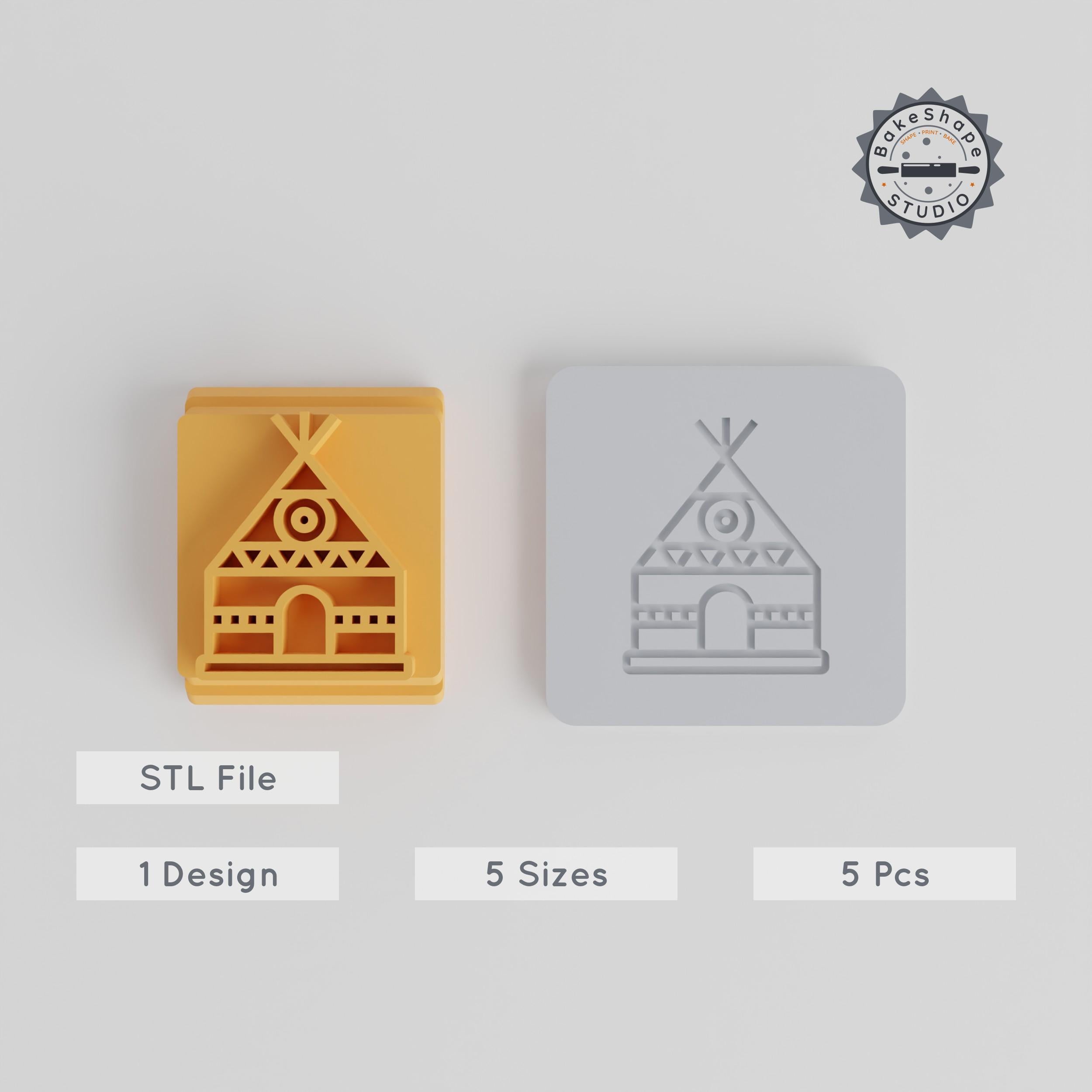 Boho Tent Stamp Tile Set, 5 Sizes, Perfect for Clay, Cookies & Fondant PRODUCT_3779 3d model