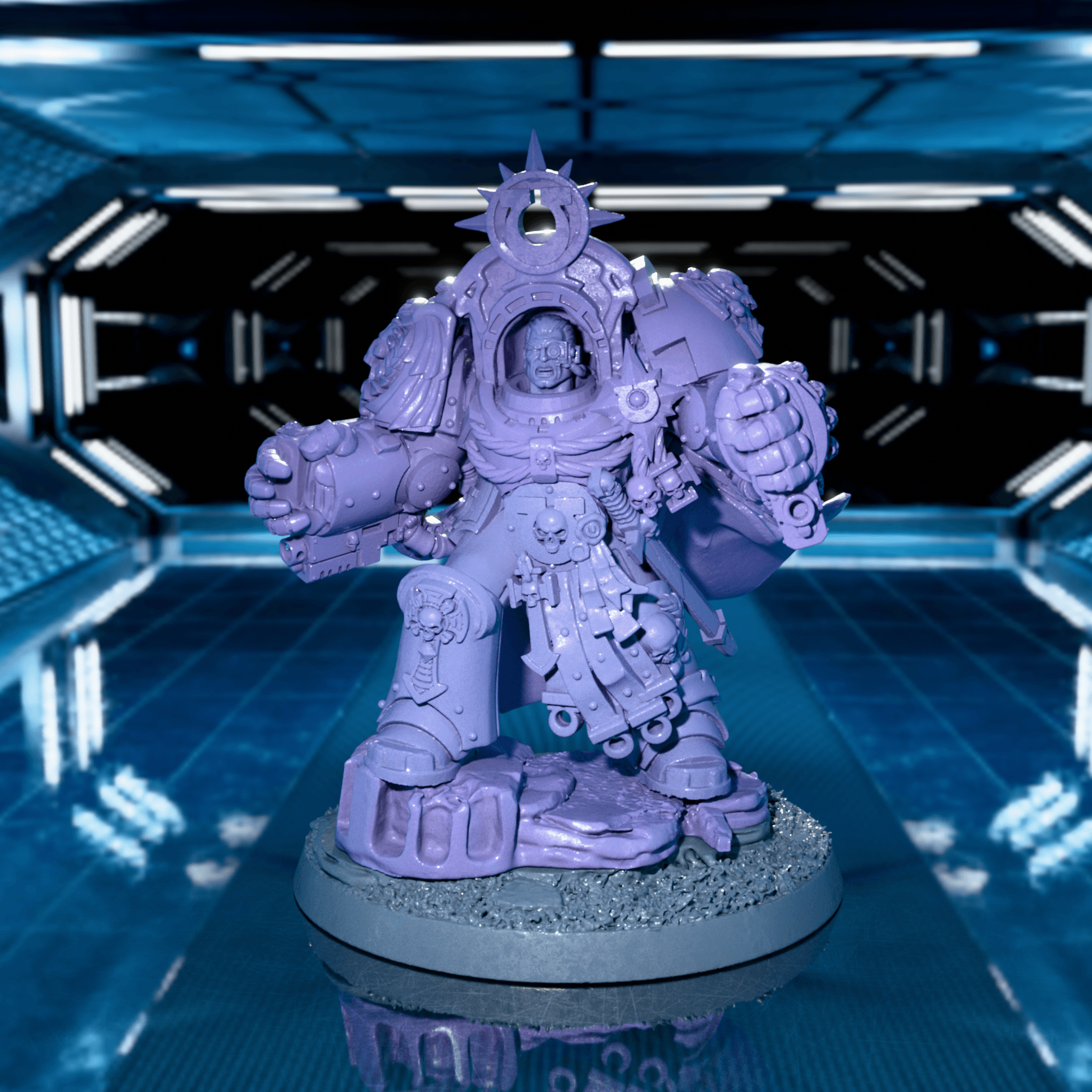 Elite Space Commander – Heavy Terminator Armor STL Miniature Kit (Multipart Model + Scenic Base) 3d model