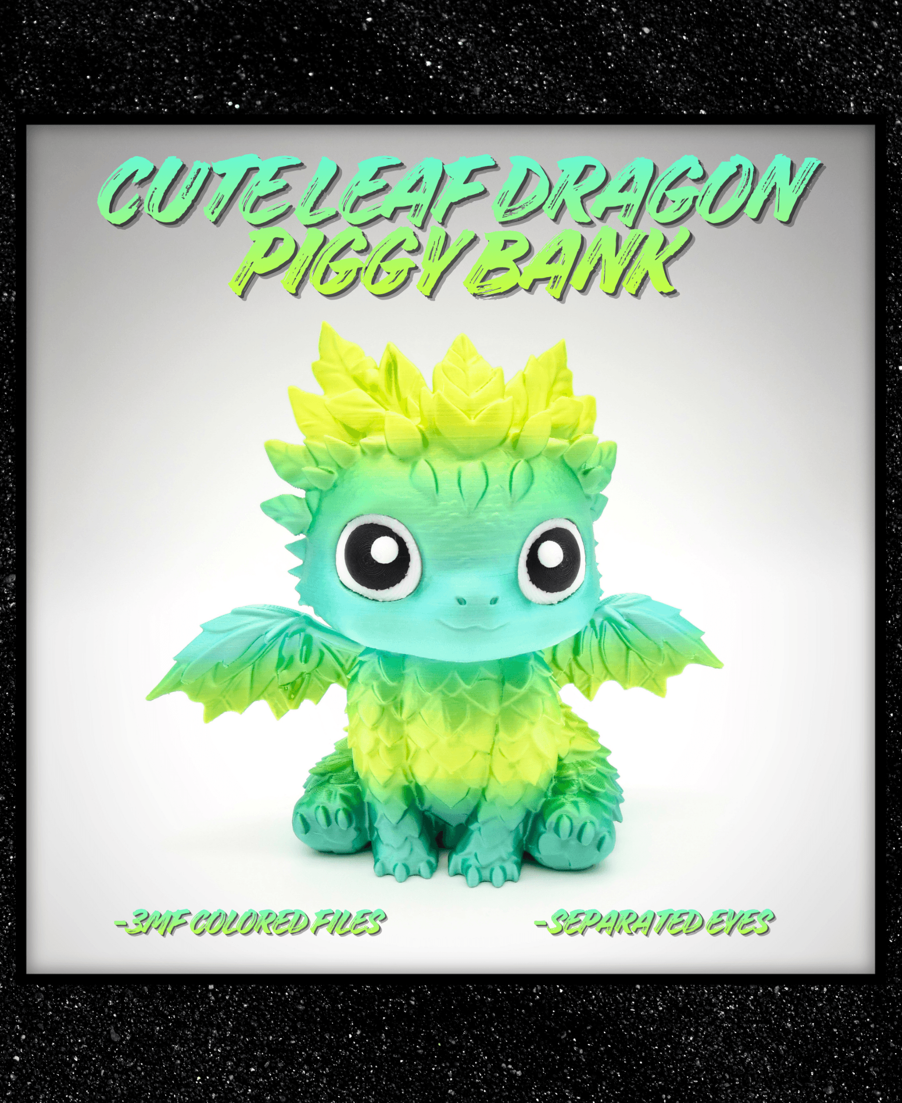 Cute Leaf Dragon Piggy Bank - separated Eyes 3d model