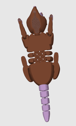 Roadkill Rat PretzelPrints Print in Place Articulating Dead Mouse Toy 3d model
