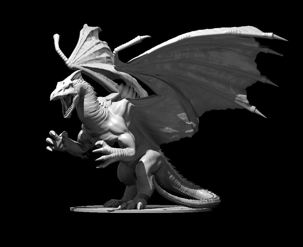 White Dragon Adult - White Dragon Adult - 3d model render - D&D - 3d model