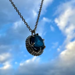Large Oval Center Stone Pendant with Round Halo Pendant 3d model