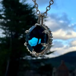 Large Oval Center Stone Pendant with Round Halo Pendant 3d model