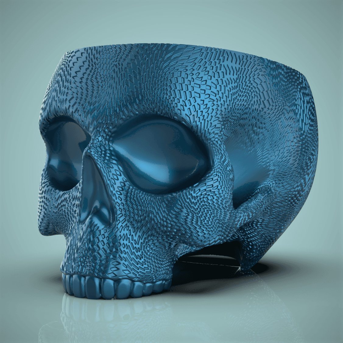 Twisted Pixel Skull Planter-Bowl 3d model