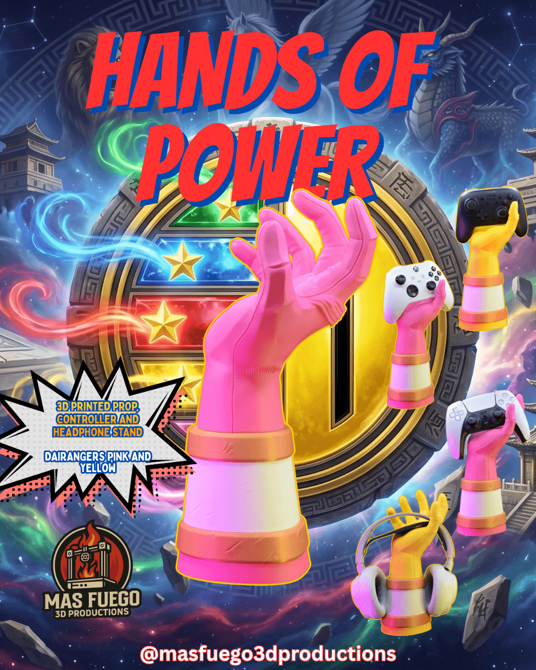 Dai Rangers - PY - Hands of Power - Gaming Controller Holder 3d model