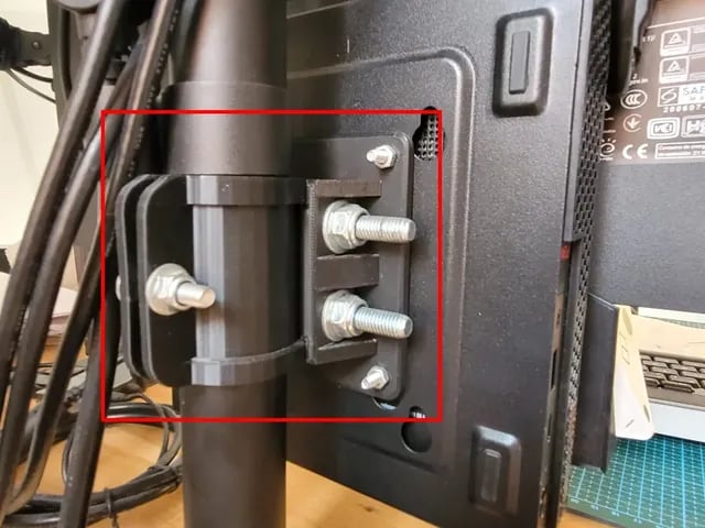 VESA 75x75 mount plate to 35mm pole 3d model