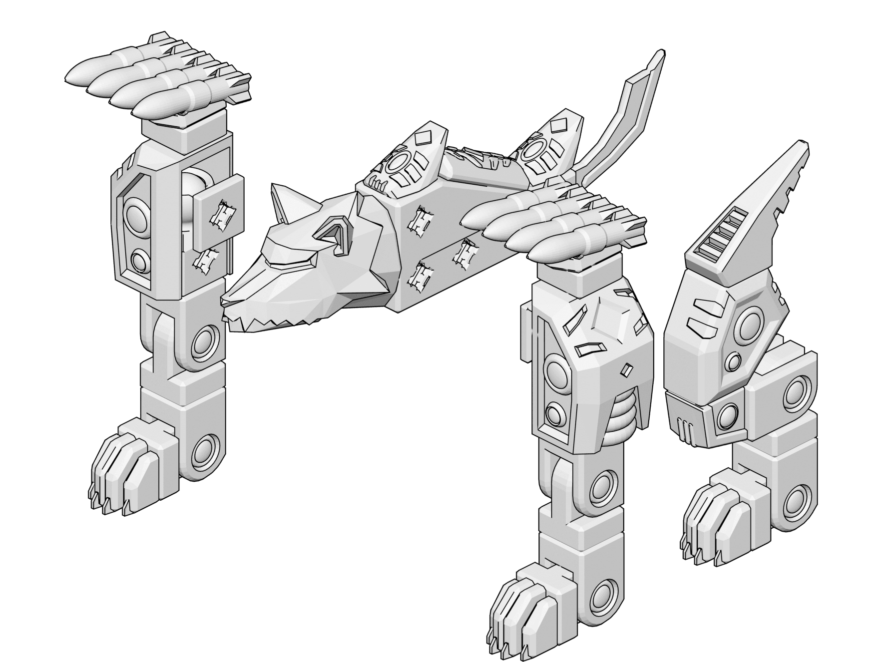 PrintABlok Wolf Articulated Robot Construction Toy 3d model