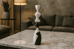 Monochrome Totem Sculpture – Black & White Geometric Art 3d model
