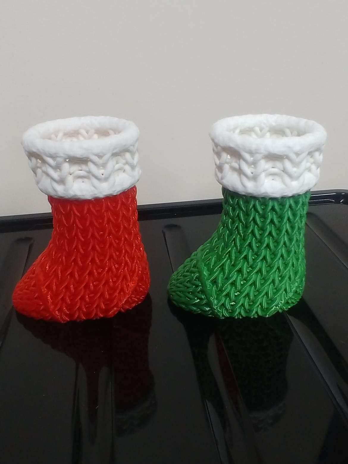 Knitted Stocking Container.stl - Another example of a great design by Dave. I done a colour change at layer 545 to give the 2 tone effect. - 3d model