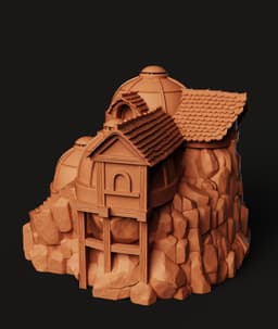 Miniature Fantasy Village | Mountain Castle Diorama | Tabletop RPG Terrain 3D Model 3d model