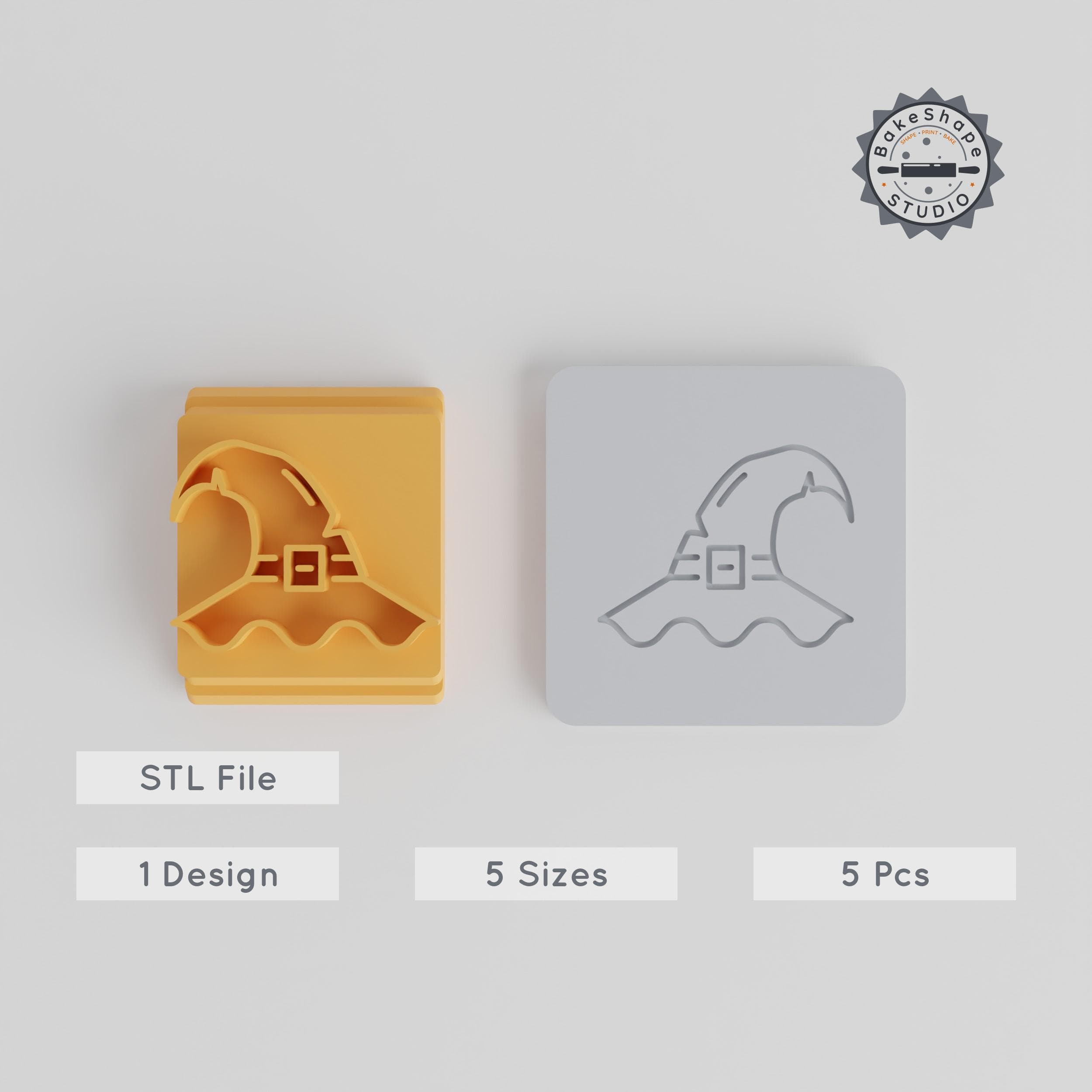 Witch Hat Stamp Tile Set, 5 Sizes 20-40 mm, Perfect for Clay, Cookie, Fondant, Halloween & Magical Theme PRODUCT_2441 3d model