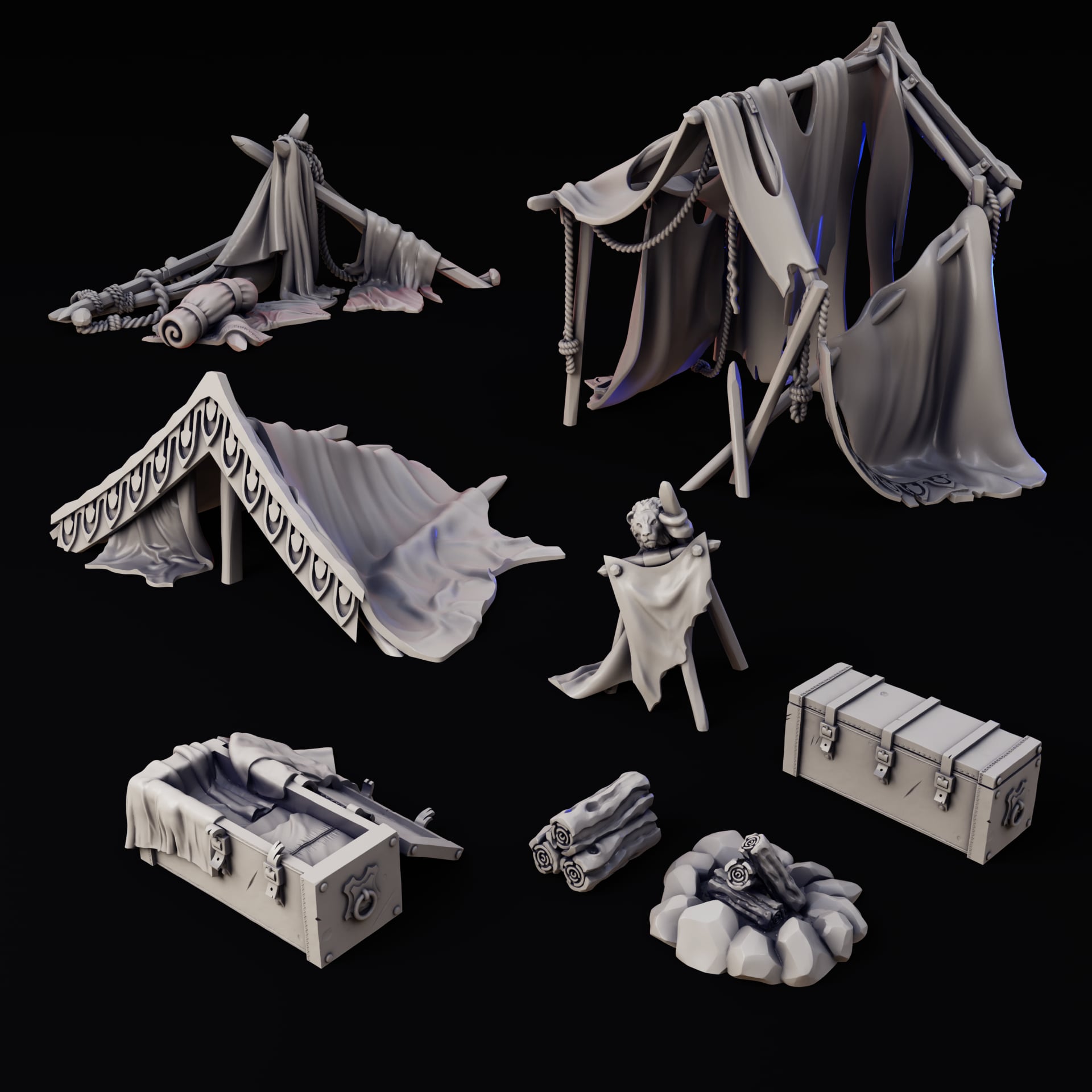 Ruined Camp | Tabletop RPG & Wargames Terrain 3d model
