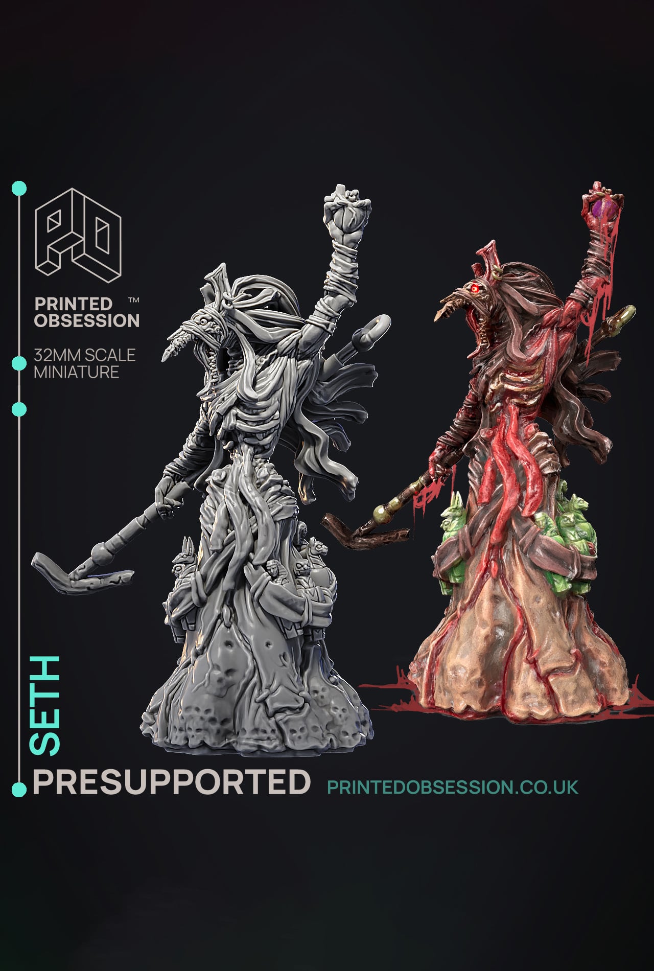 Seth - God of Chaos - Court of Anubis - PRESUPPORTED - Illustrated and Stats - 32mm scale 3d model