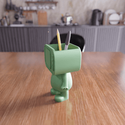 Retro TV Character Pen Holder - Desk Organizer Decor 3d model