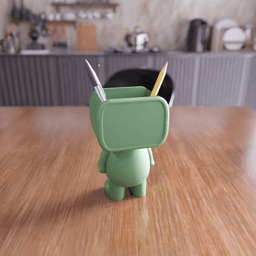 Retro TV Character Pen Holder - Desk Organizer Decor 3d model