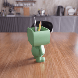Retro TV Character Pen Holder - Desk Organizer Decor 3d model