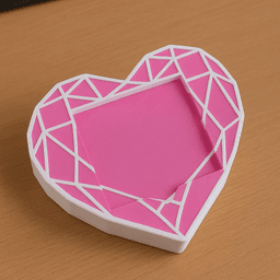 Geometric Heart Gem Post-It Holder 3d model