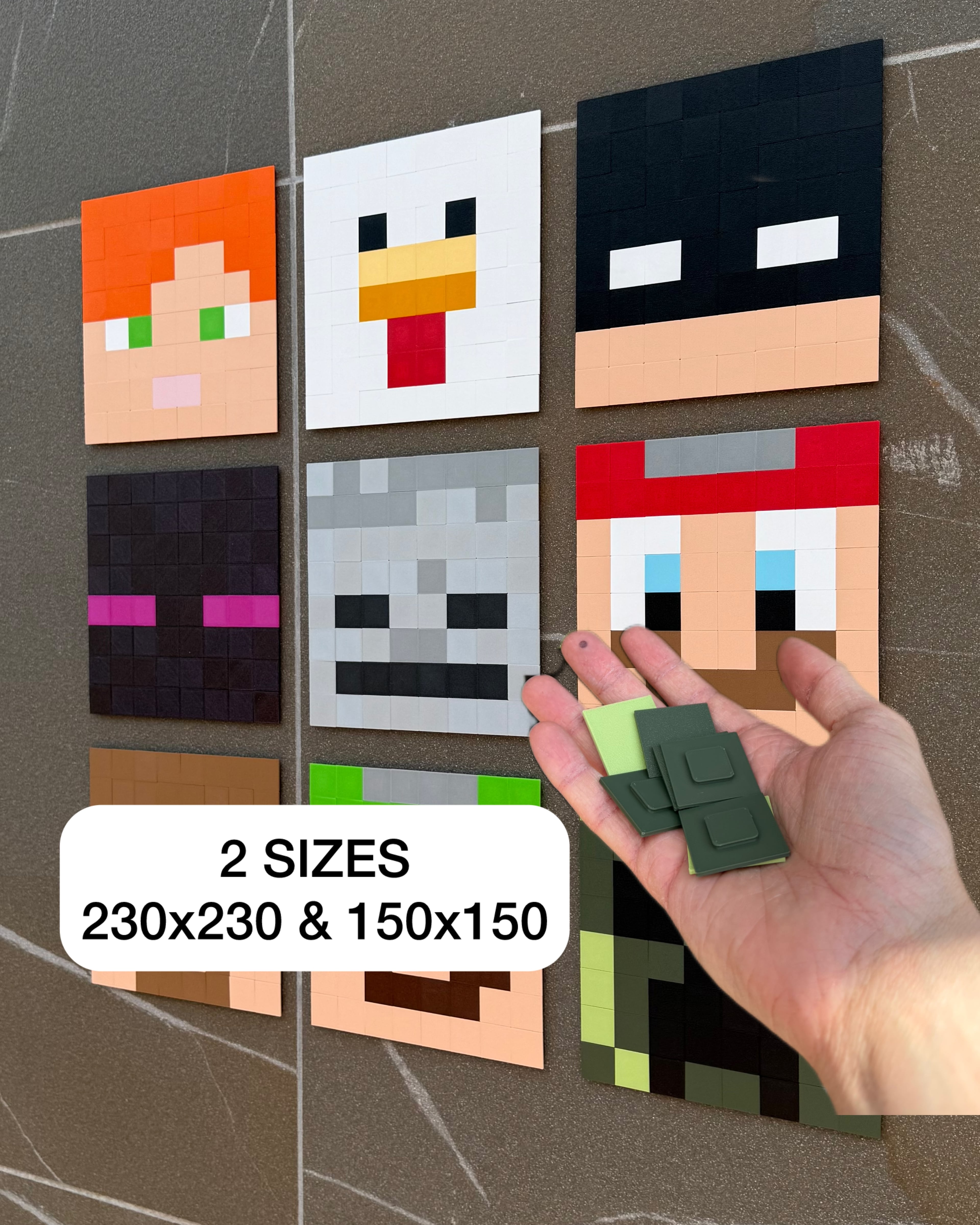 CUSTOMIZABLE CHESSBOARD - MINECRAFT SKIN FACE - TWO SIZES 3d model