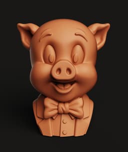 Porky Pig Bust | Classic Looney Tunes Figurine | Retro Cartoon Sculpture | Multi-Color 3d model