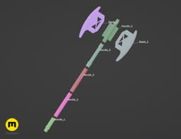 Gimli Double Bladed Battle Axe - Lord of the Rings 3d model