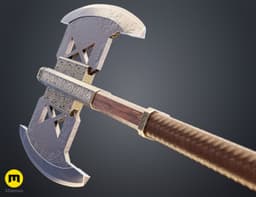 Gimli Double Bladed Battle Axe - Lord of the Rings 3d model