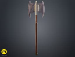 Gimli Double Bladed Battle Axe - Lord of the Rings 3d model