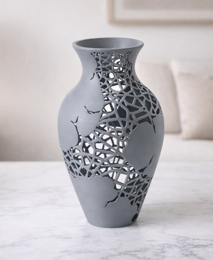 Cracked Flow Vase – Sculptural Vase with Organic Cutout Texture 3d model