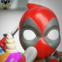 Deadpool on Unicorn Chibi STL for 3D Printing ChibiSTL 3DXM 3d model