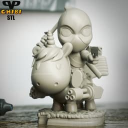 Deadpool on Unicorn Chibi STL for 3D Printing ChibiSTL 3DXM 3d model