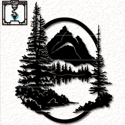 Mountain Scene wall art Christmas cabin decor 3d model
