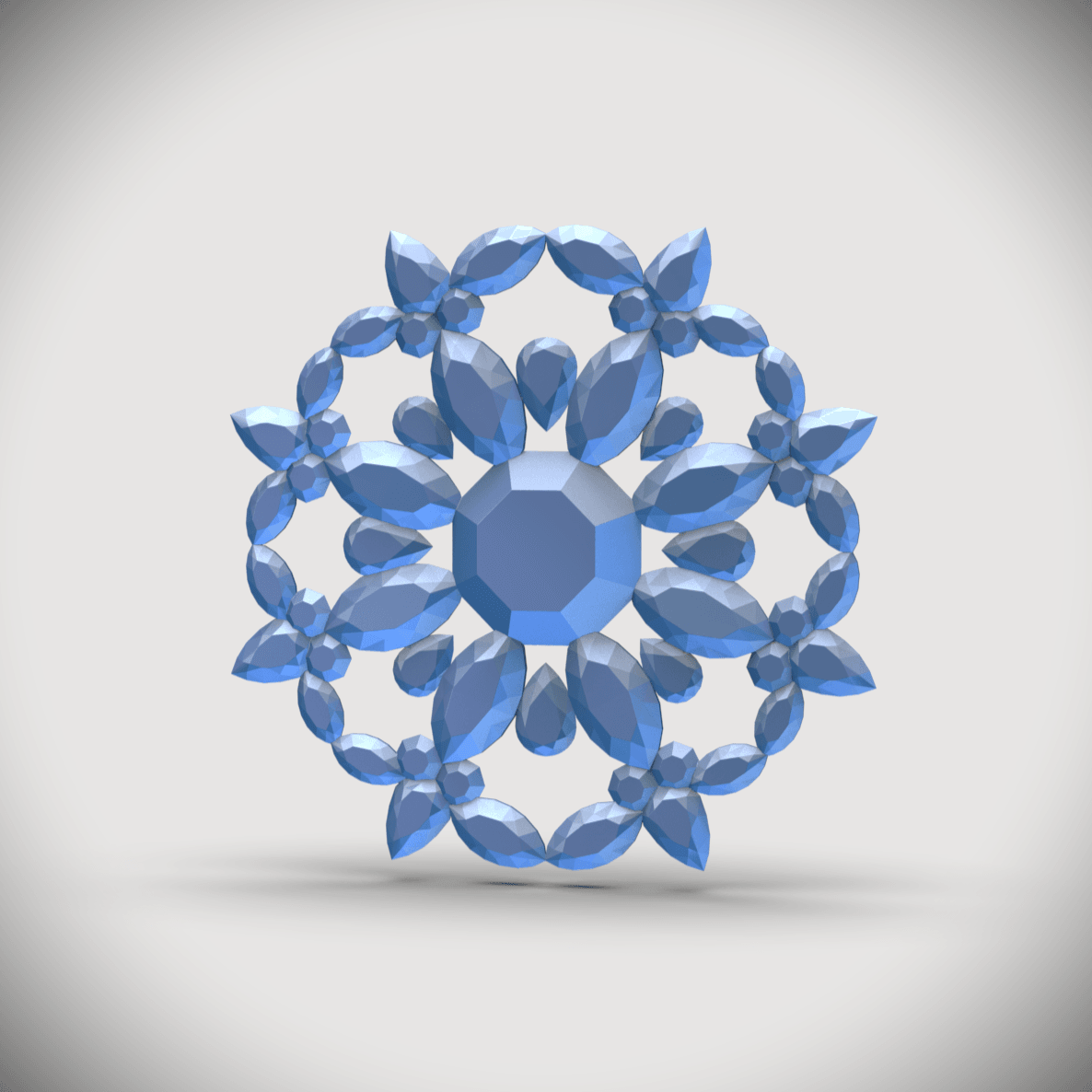 Gemstone Snowflake 1 -Ornament/Pendant 3d model