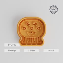 Five Eye Monster Shape Cutter & Stamp Set, Cookie & Fondant Tool, Quirky Creature Design, 6 Pieces, S/M/L Sizes Collection PRODUCT_3006 3d model