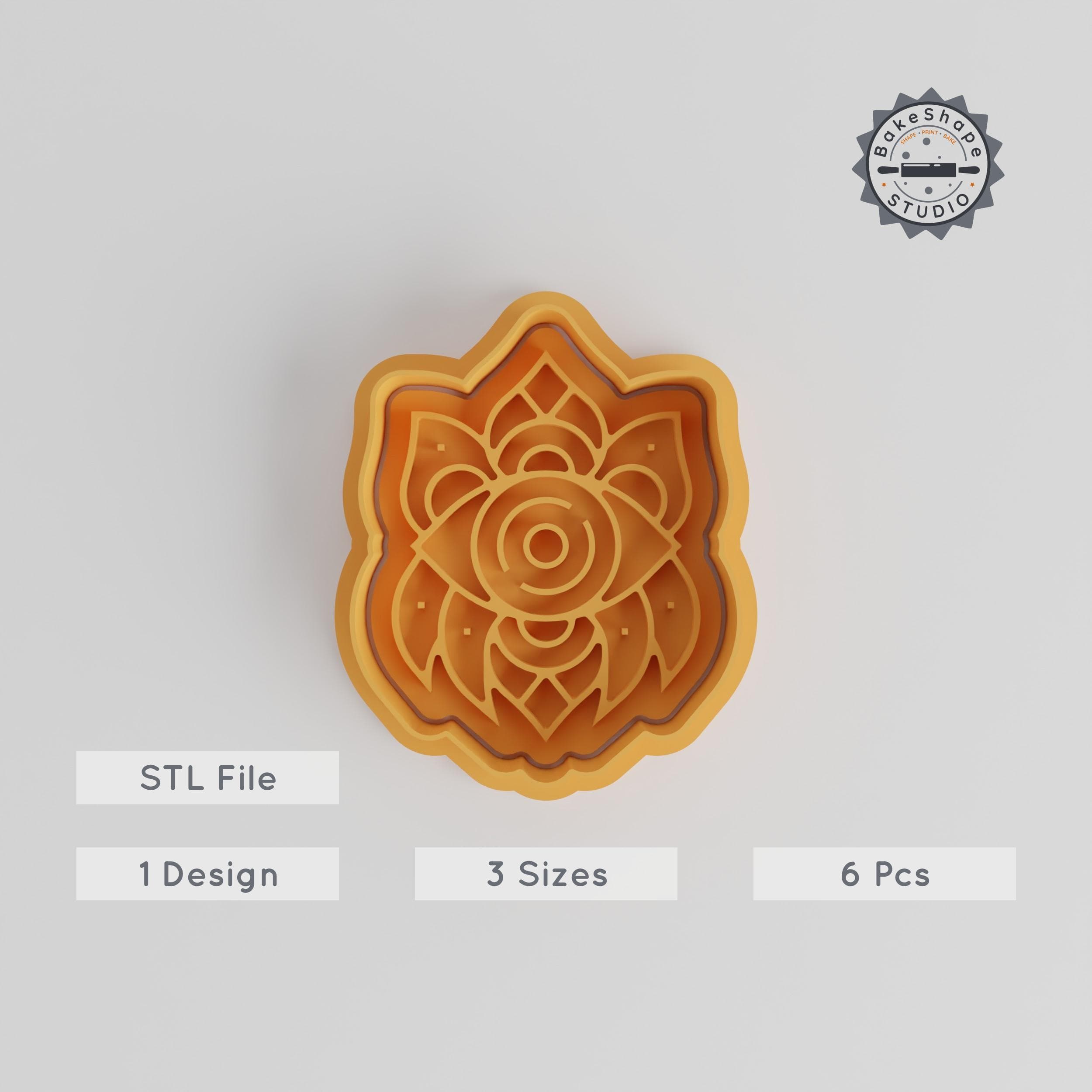 Aztec Eye Cookie & Fondant Cutter Stamp Set, Bohemian, Mystic & Ethnic Designs, Tribal Gaze Shape, 3 Sizes S/M/L, Pack of 6 PRODUCT_4370 3d model