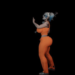 Curvy Woman with baseball bat v2 3d model