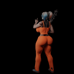 Curvy Woman with baseball bat v2 3d model