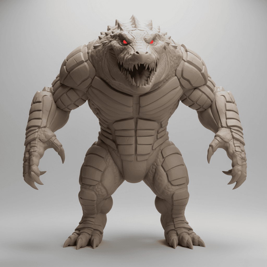 Cyber Crocodile Warrior Creature Premium STL File 3d model