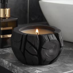 Rustic Log Candle Holder for Cozy Decor 3d model