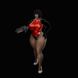 Curvy Sci-fi warrior woman v2 3d model