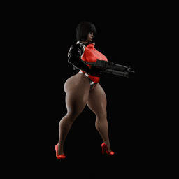 Curvy Sci-fi warrior woman v2 3d model