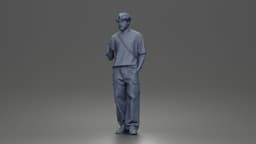 Casual Coffee Drinker Posing with Shoulder Bag Cargo Pants Sneakers 3d model