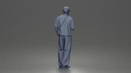 Casual Coffee Drinker Posing with Shoulder Bag Cargo Pants Sneakers 3d model