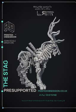 Mechanical Stags - Scrap Waste Monster - PRESUPPORTED - Illustrated and Stats - 32mm scale 3d model