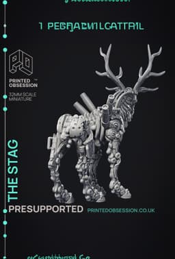 Mechanical Stags - Scrap Waste Monster - PRESUPPORTED - Illustrated and Stats - 32mm scale 3d model