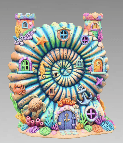 Seashell Fantasy House STL 3D print 3d model