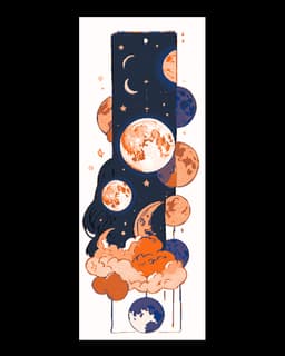 Cute Child Art depicting the Moon in different Phases and Different Styles - Set of 3 Bookmarks 3d model
